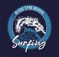 Big ocean sea blue tsunami wave Royalty Free Stock Photo
